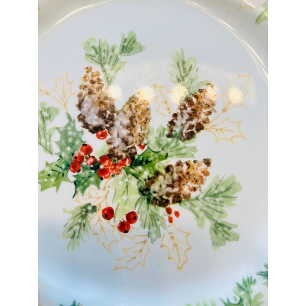 Southern Living Dillards Handcrafted Italy Christmas Dessert Plates Set of 4 - Picture 4 of 7